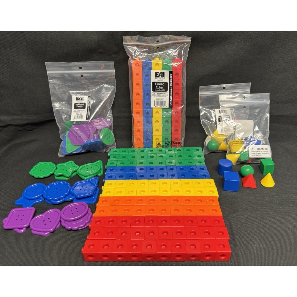 Math Manlupatives Linking Cubes Mini Geo Model Solids Jumbo Button Counters